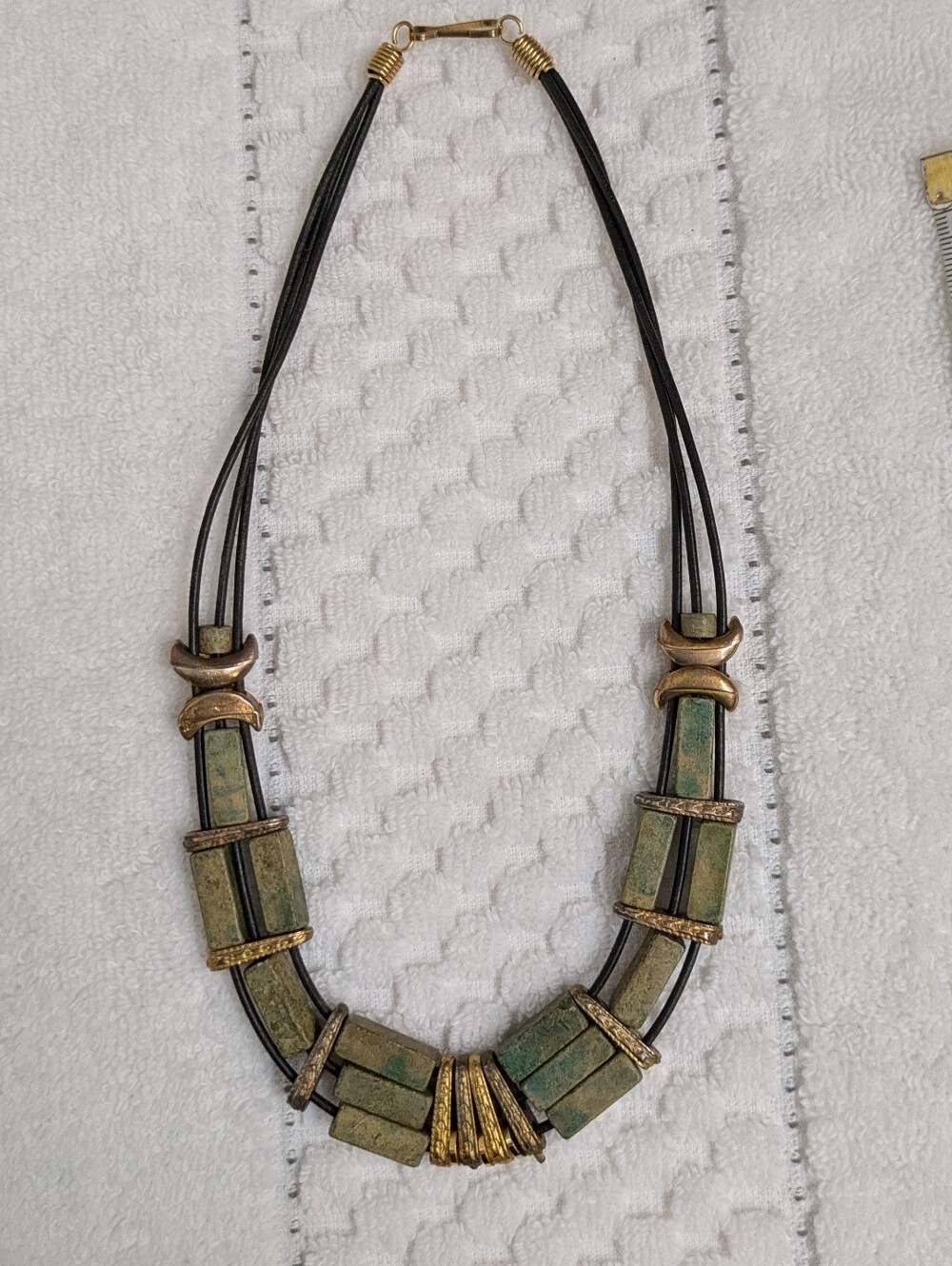 Statement Green Patina and Gold Accent Women's Necklace
